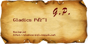 Gladics Pál névjegykártya